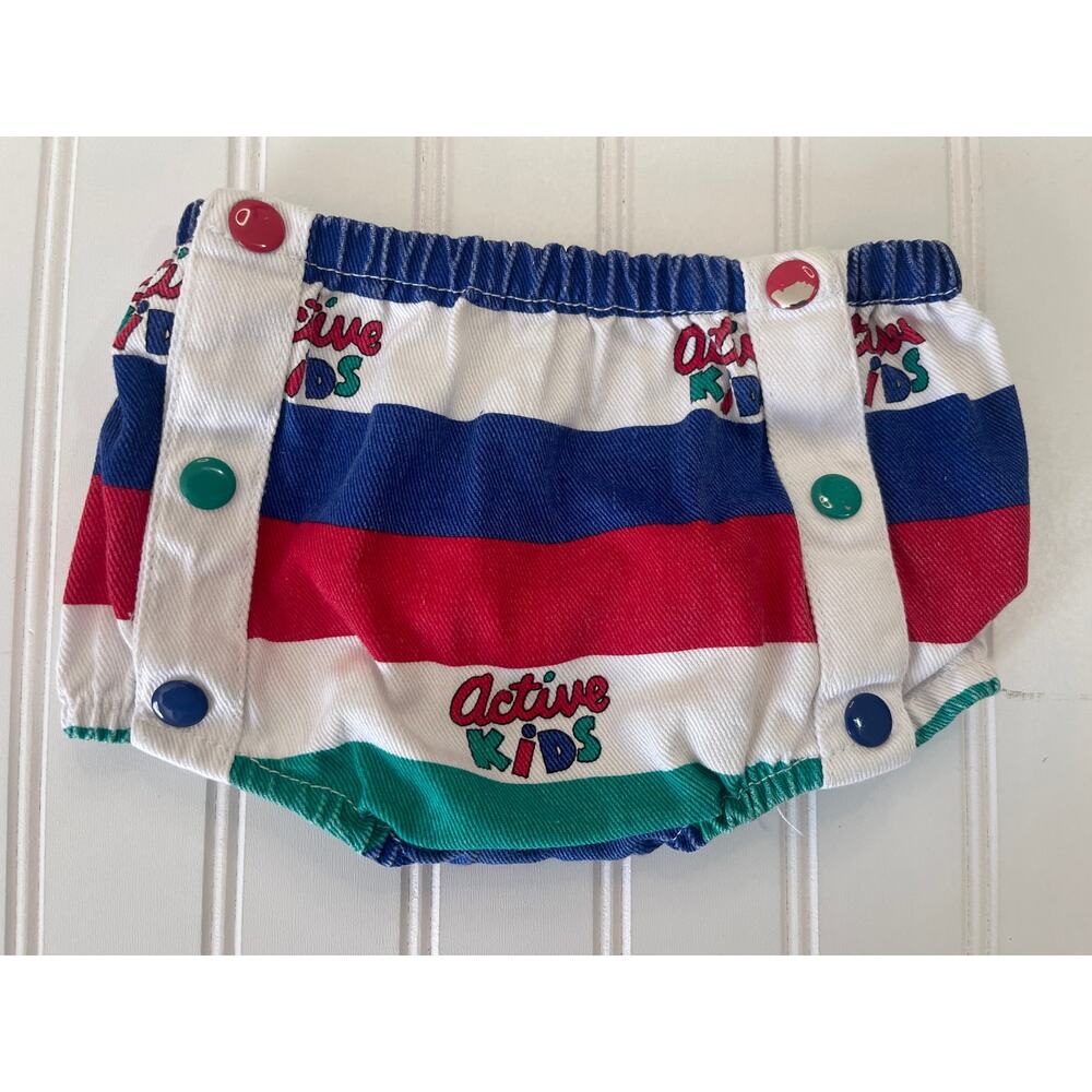 Vintage Active Kids Diaper Cover Shorts Primary Colors Size 3/6 Months